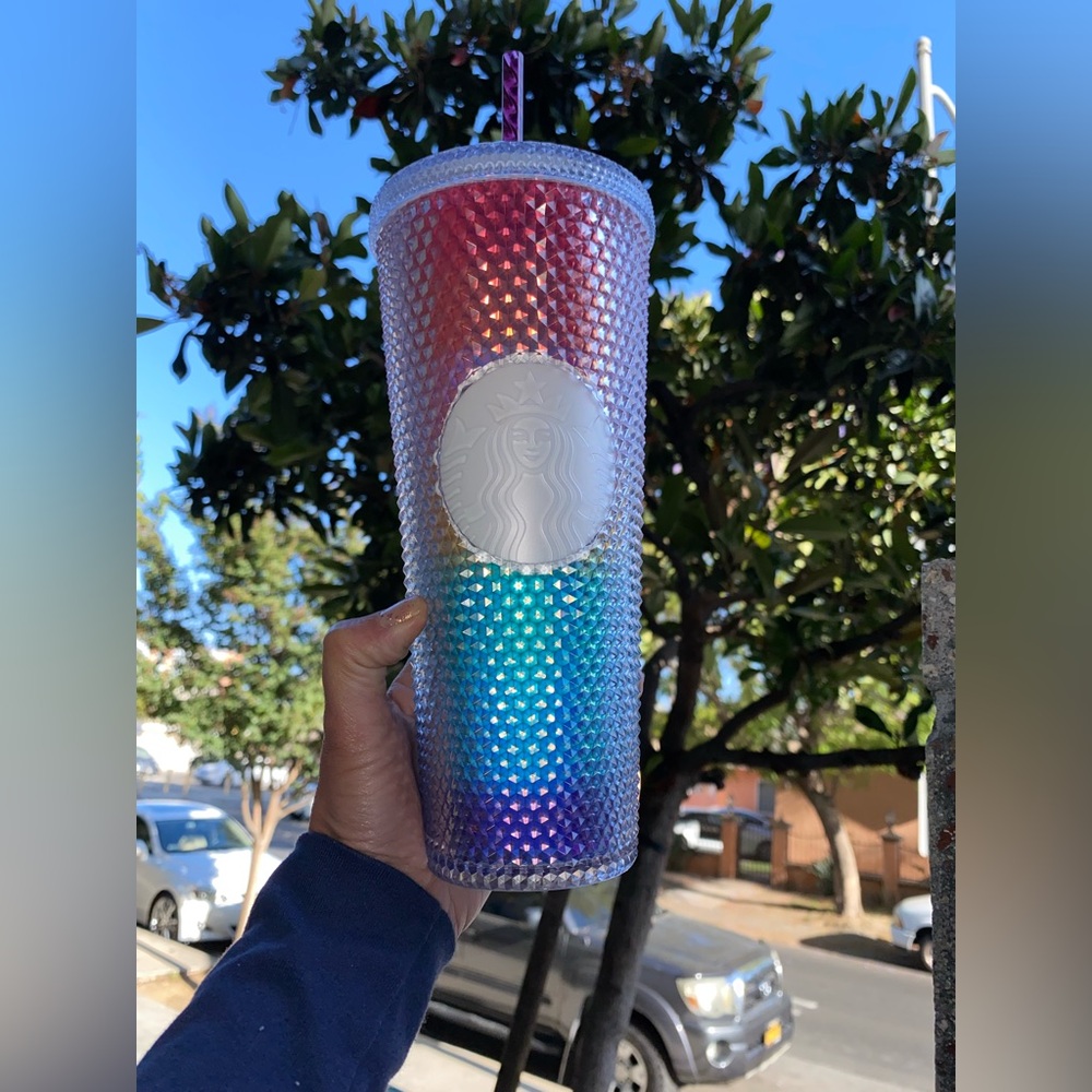 Starbucks Pink Teal Purple Ombre Studded Cold Cup